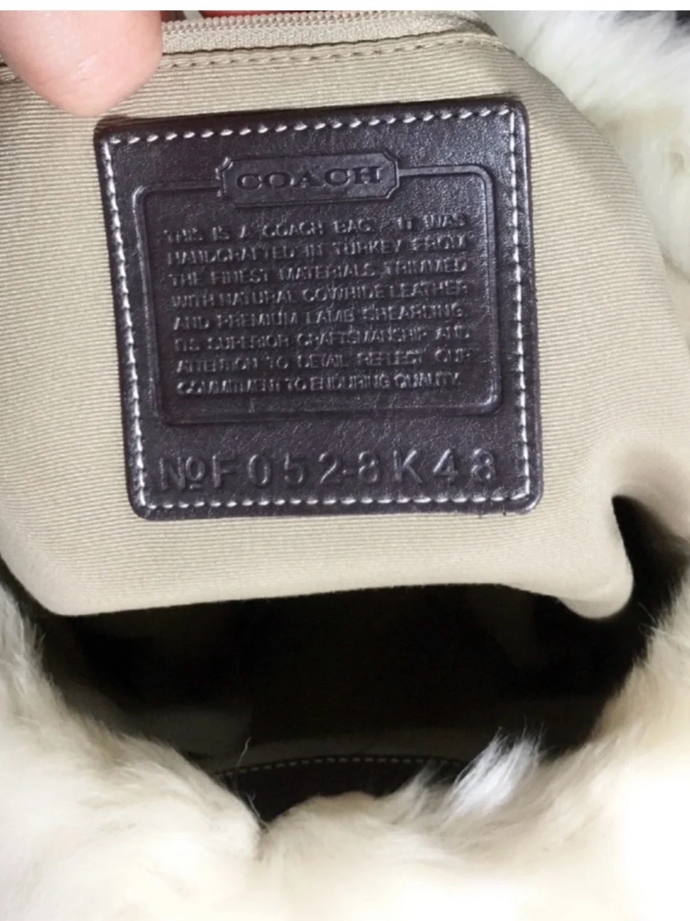 Coach Brown Signature Hobo with Cream Fur Trim